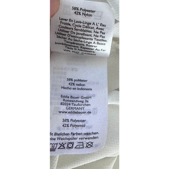 Eddie Bauer White TeePee Medium Button Front Short Sleeve Shirt Poly Nylon - Picture 6 of 8